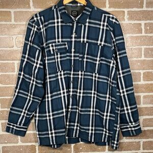 ATG x Wrangler Plaid Flannel Long-Sleeved Button Down Shirt Blue size Large mens